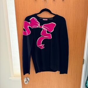 Lilly Pulitzer Black Sweater with Pink Bow Accent